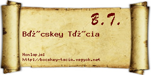 Böcskey Tácia névjegykártya